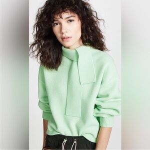 Tibi tie collar merino wool sweater